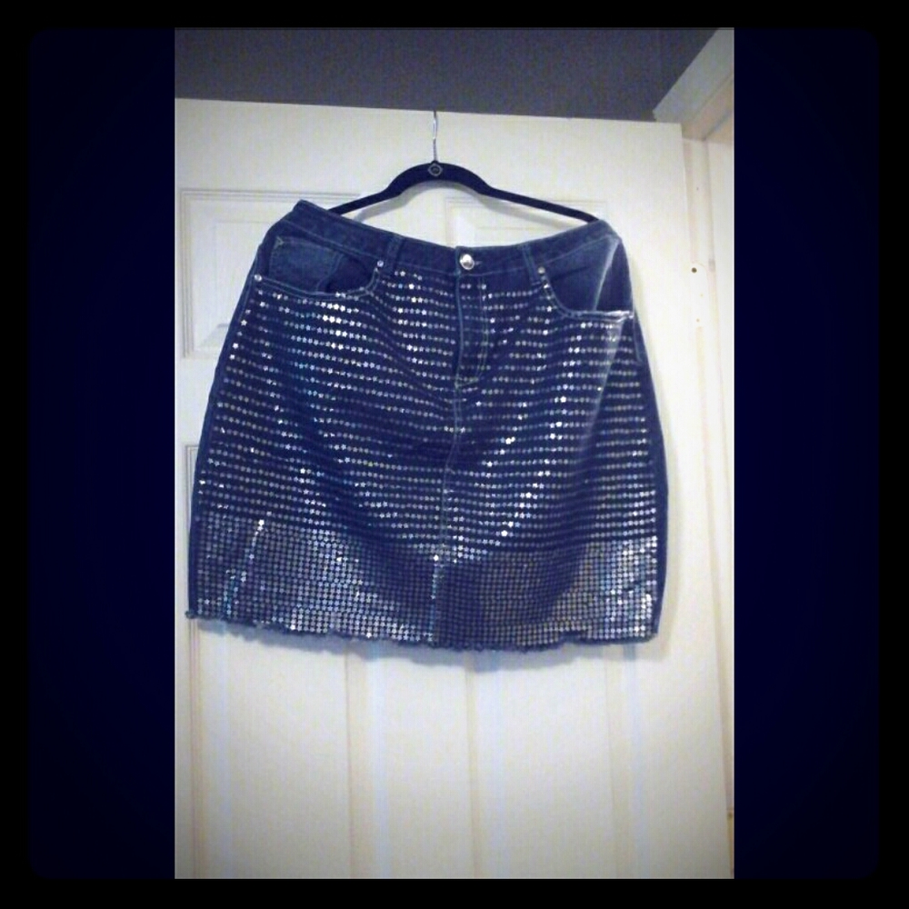 Plus Jean Skirt with sparkles